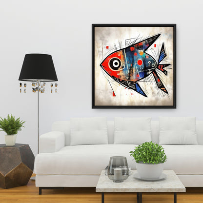 Fish Gaze Framed Canvas | Minimalist Aquatic Bedroom Decor