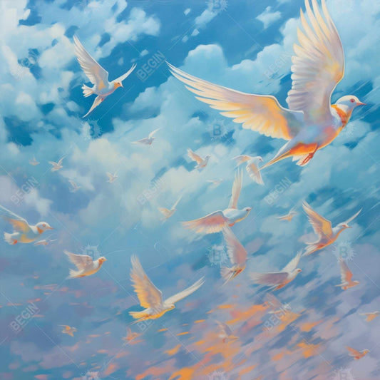 Toile contemporaine pour chambre à coucher « Les animaux en vol » | Décoration d'intérieur