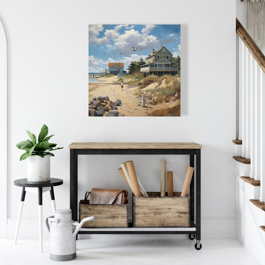 Beach Walk Canvas | Contemporary Sea Bedroom Decor