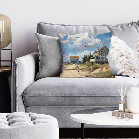 Beach Walk Blue Pillow | Contemporary Bedroom Home Decor