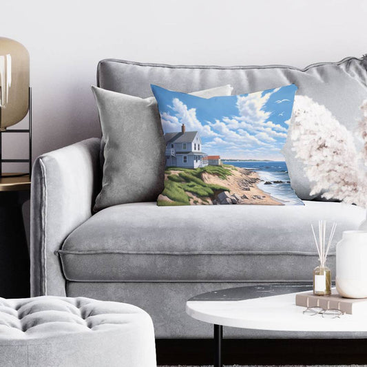 Sea View Coastal Blue Pillow | Bedroom Home Decor Accent