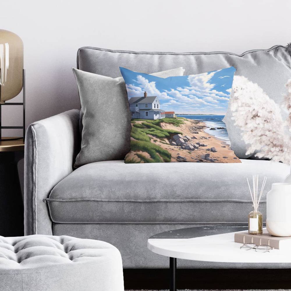 Sea View Coastal Blue Pillow | Bedroom Home Decor Accent