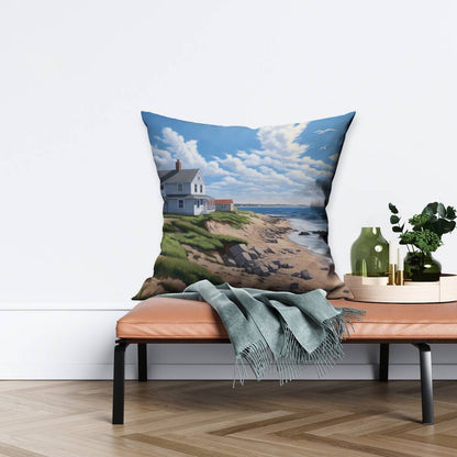 Sea View Coastal Blue Pillow | Bedroom Home Decor Accent
