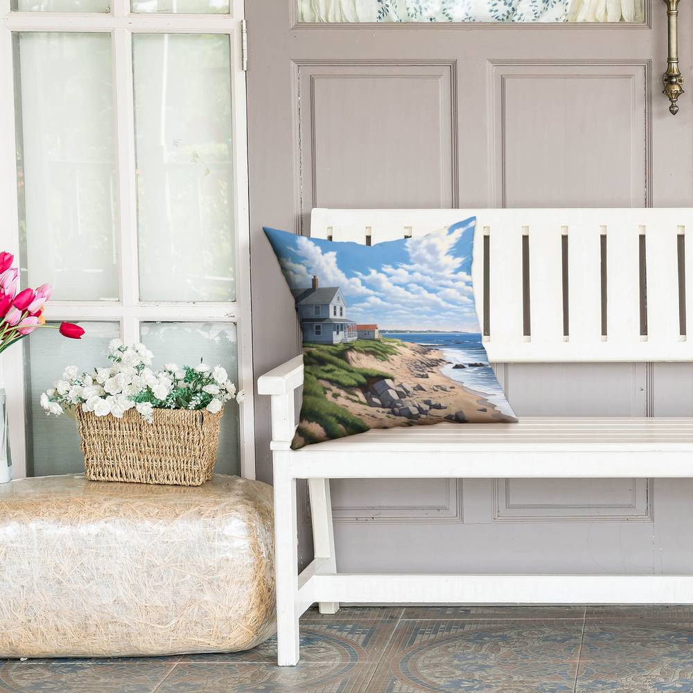 Sea View Coastal Blue Pillow | Bedroom Home Decor Accent
