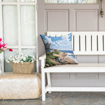 Sea View Coastal Blue Pillow | Bedroom Home Decor Accent