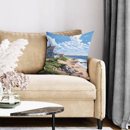 Sea View Coastal Blue Pillow | Bedroom Home Decor Accent