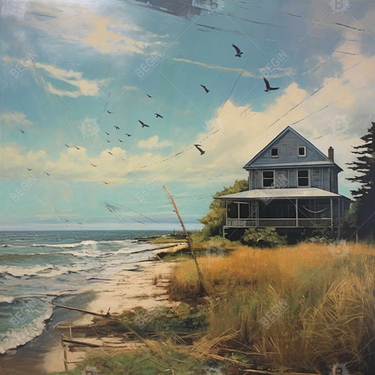 Toile « Soirée à la plage » | Décoration de salle de bain contemporaine sur la mer