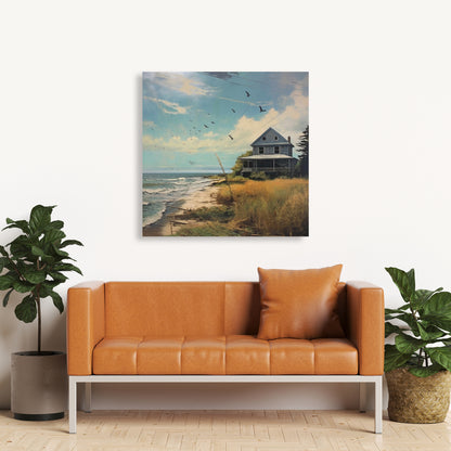 Toile « Soirée à la plage » | Décoration de salle de bain contemporaine sur la mer