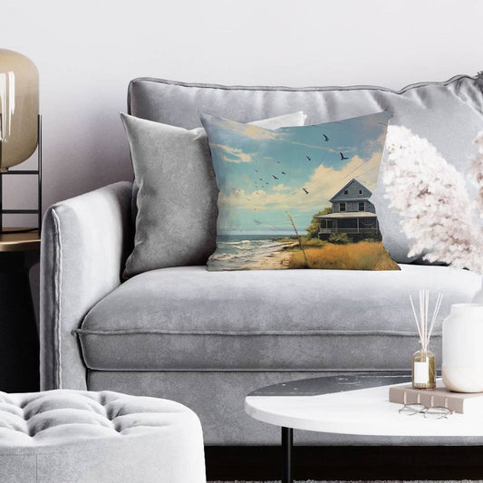 Evening at the Beach Coastal Pillow - Blue Home Decor Accent