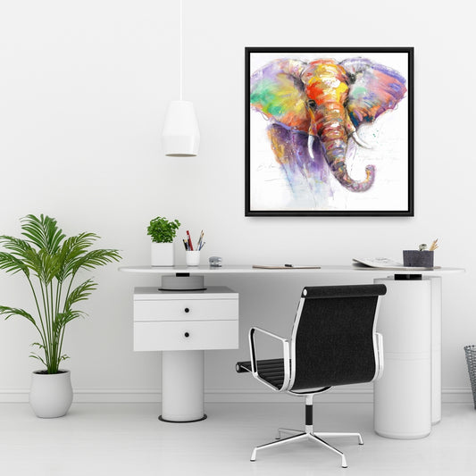 Toile Éléphant violet pour chambre à coucher | Décoration d'intérieur colorée