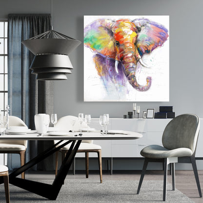 Beautiful Colorful Elephant Purple Canvas | Animal Home Decor