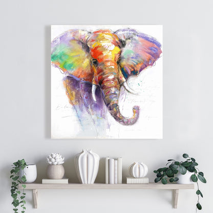 Beautiful Colorful Elephant Purple Canvas | Animal Home Decor