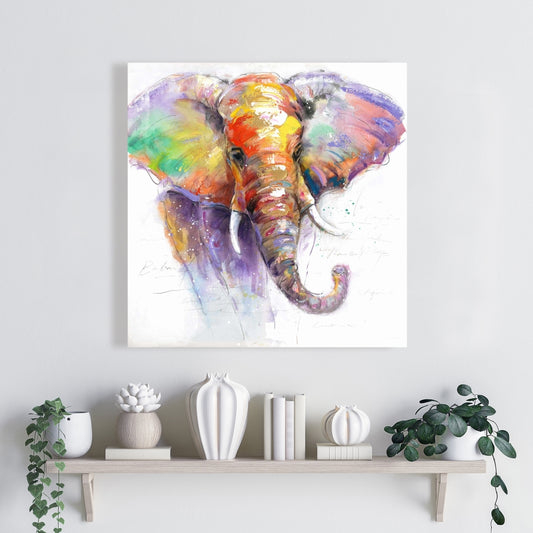 Beautiful Colorful Elephant Purple Canvas | Animal Home Decor