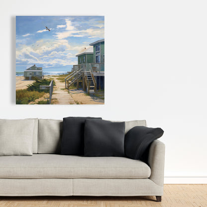 Peaceful House Coastal Contemporary Bathroom Canvas - Home Decor