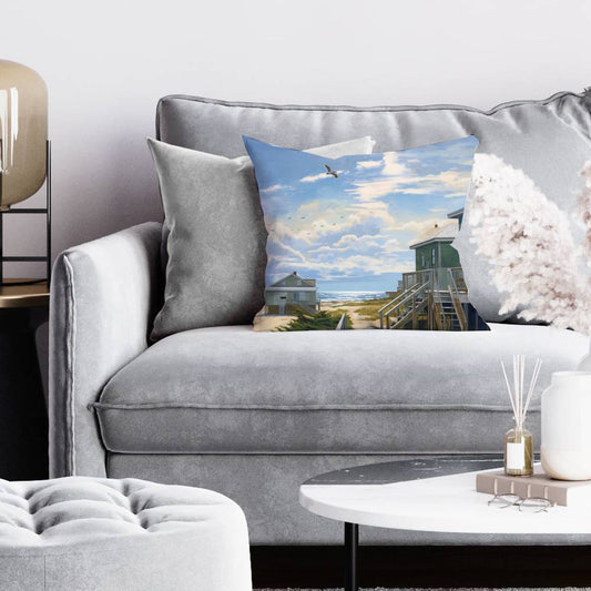 Peaceful House Blue Coastal Pillow | Bathroom Decor Charm