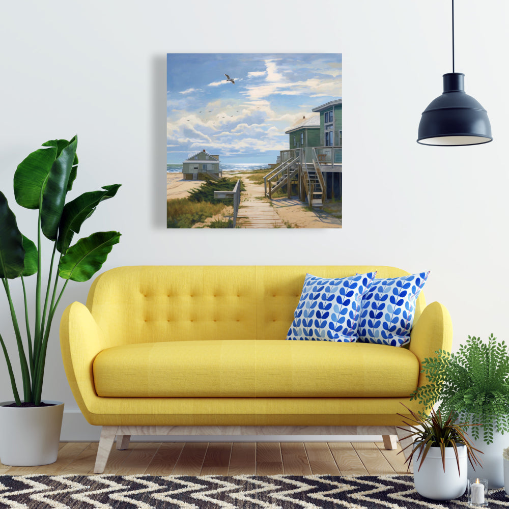 Peaceful House Coastal Contemporary Bathroom Canvas - Home Decor