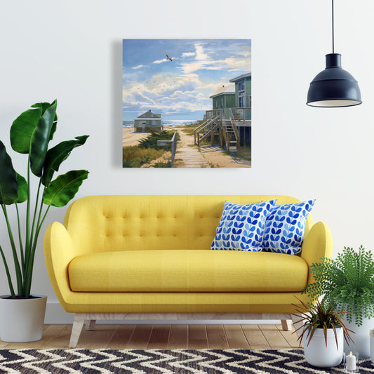 Peaceful House Coastal Contemporary Bathroom Canvas - Home Decor