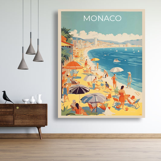 Monaco Bathroom Blue Canvas - Contemporary Home Decor Art
