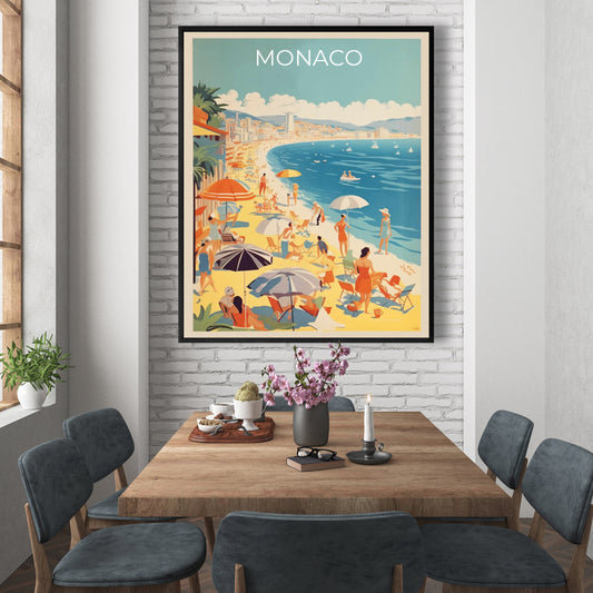 Monaco Coastal Bathroom Canvas - Framed Wall Art Decor