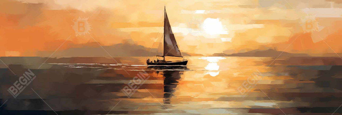 Night Sails | Coastal White Framed Canvas | Bathroom Decor