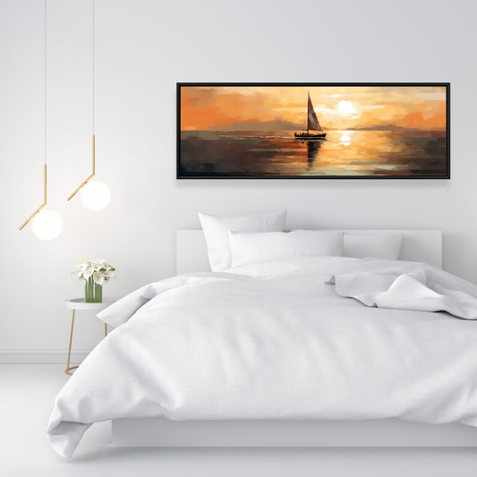 Night Sails | Coastal White Framed Canvas | Bathroom Decor