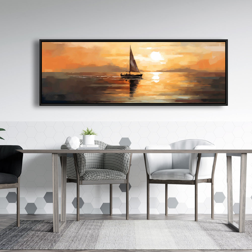 Night Sails | Coastal White Framed Canvas | Bathroom Decor