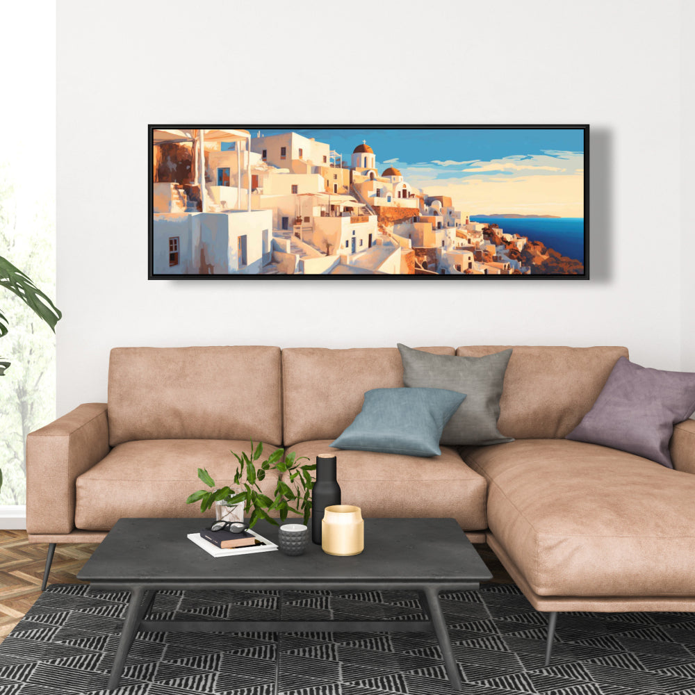 Evening Santorini Sea Canvas - Coastal Bedroom Wall Art Decor