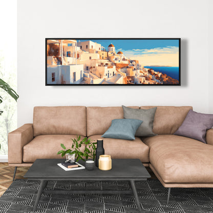 Evening Santorini Sea Canvas - Coastal Bedroom Wall Art Decor