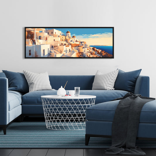 Evening Santorini Sea Canvas - Coastal Bedroom Wall Art Decor