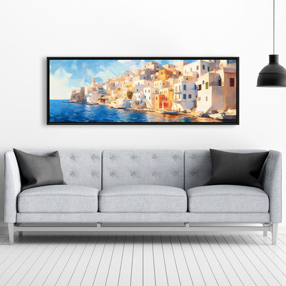 Calm Greece Bedroom Canvas - Coastal Sea Framed Home Decor