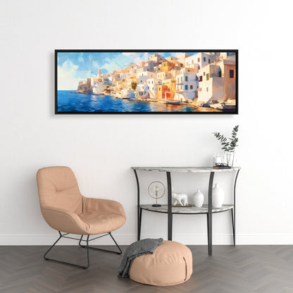 Calm Greece Bedroom Canvas - Coastal Sea Framed Home Decor
