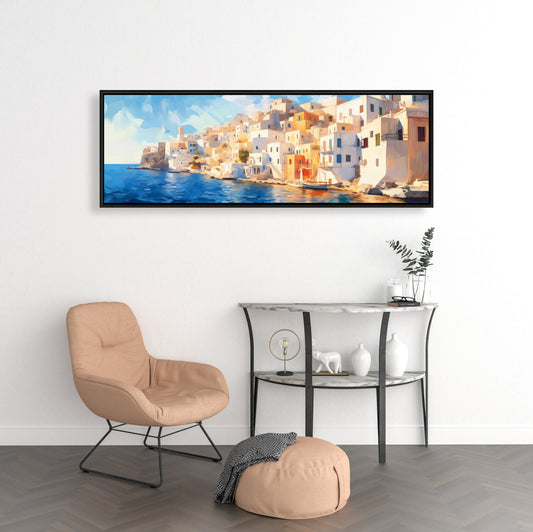 Calm Greece Bedroom Canvas - Coastal Sea Framed Home Decor