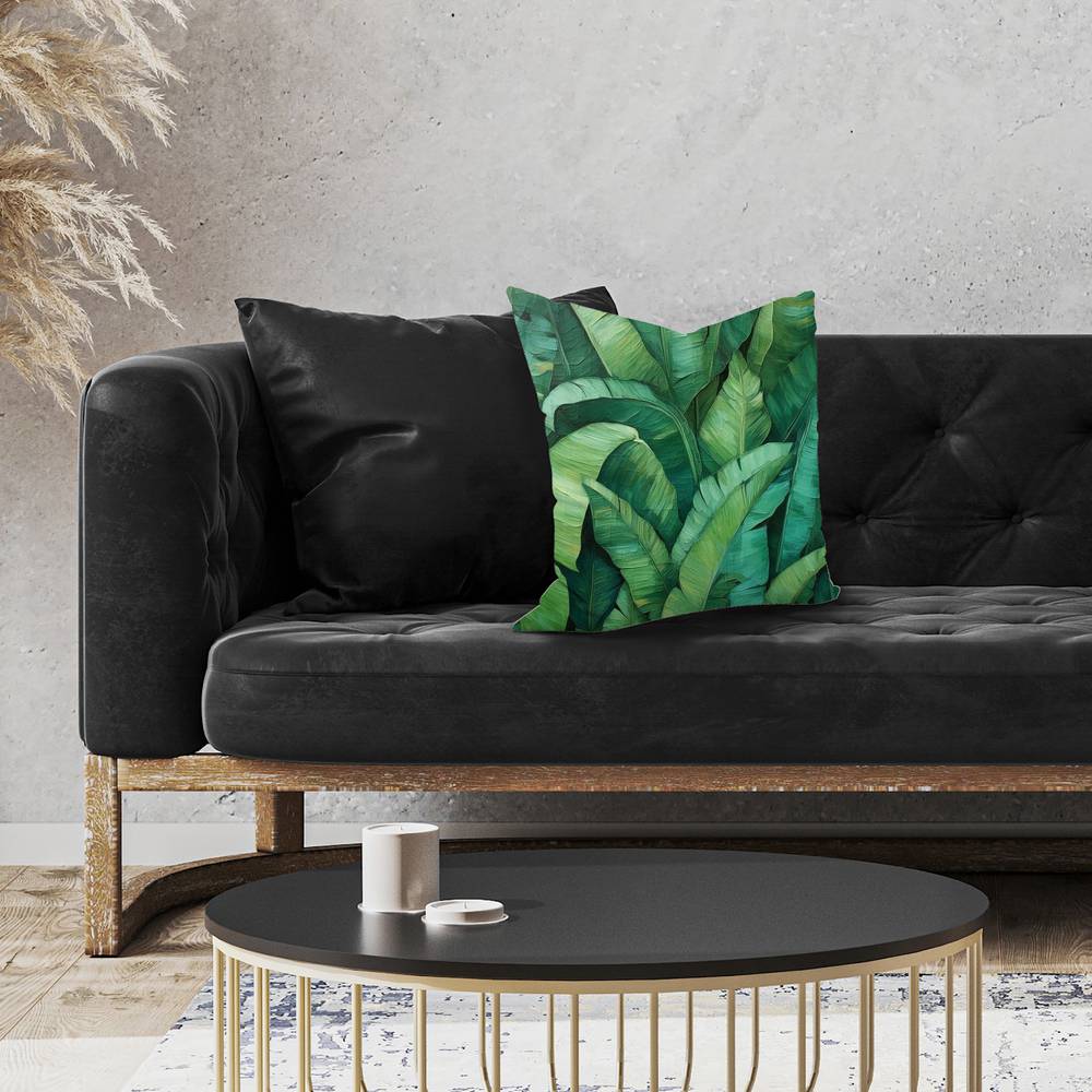 Dense Leaves Floral Green Pillow | Botanical Home Decor