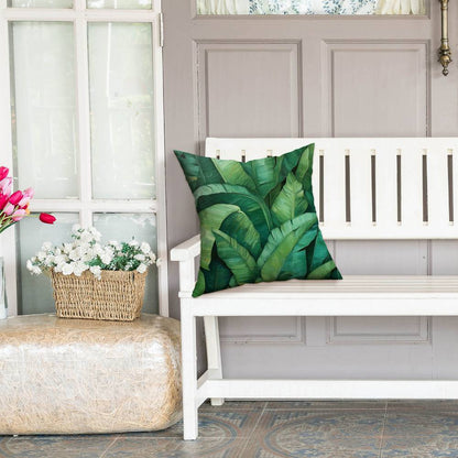 Dense Leaves Floral Green Pillow | Botanical Home Decor