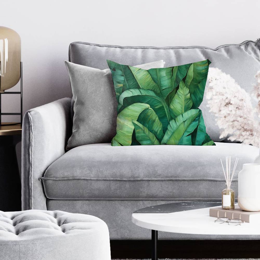 Dense Leaves Floral Green Pillow | Botanical Home Decor