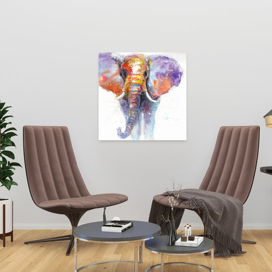 Colorful Elephant Canvas | Walking Elephant Art for Home Decor
