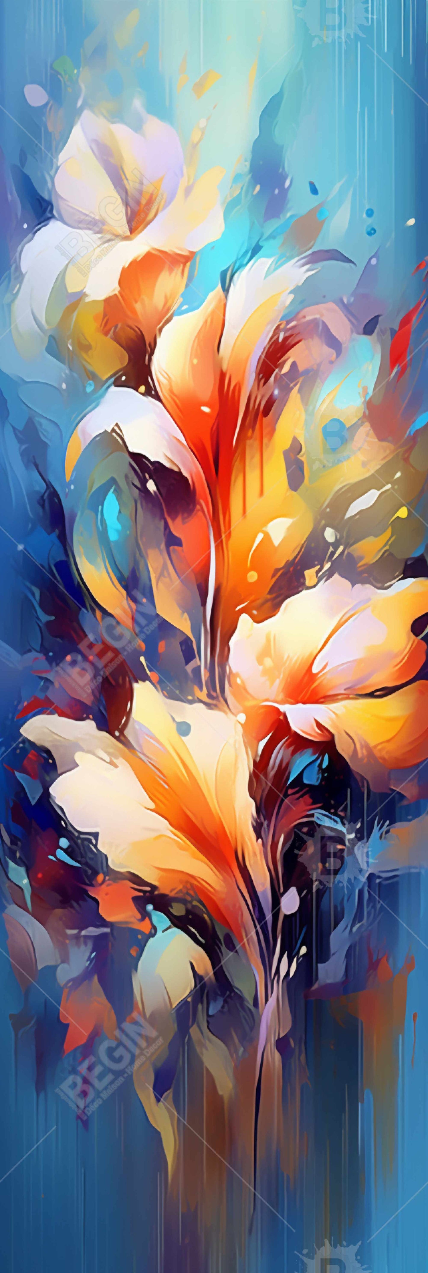 Toile Explosion de Fleurs - Décoration de Chambre Florale Contemporaine