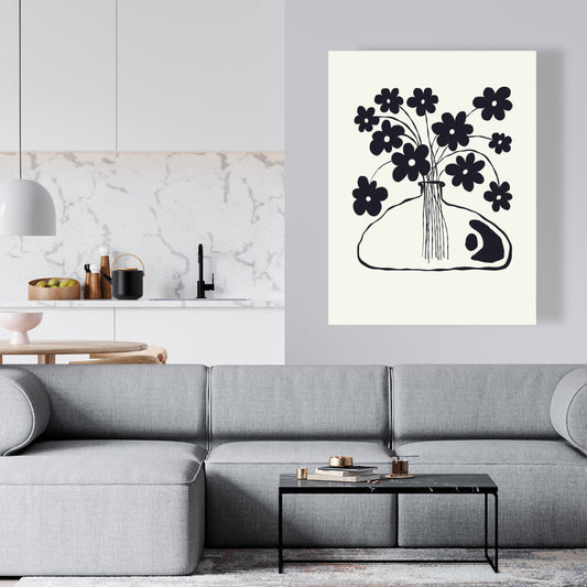 Minimalist Black Canvas Flower Pot - Elegant Home Decor Art