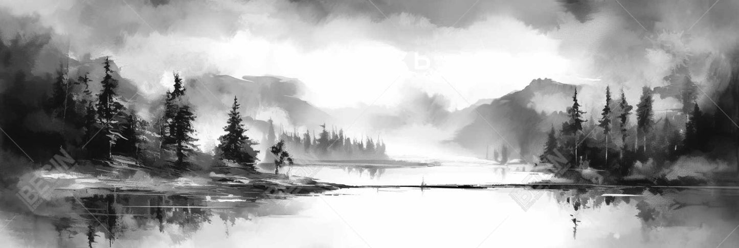 Toile Paysage au bord du lac | Décoration de chambre contemporaine