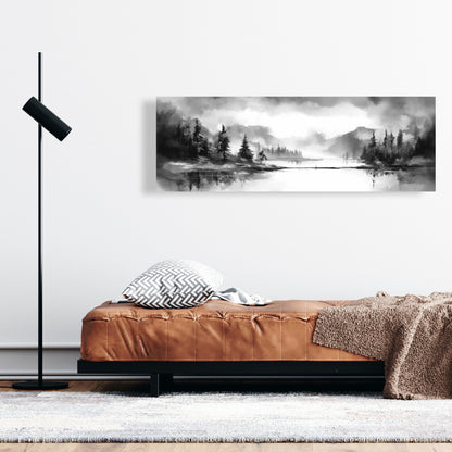 Toile Paysage au bord du lac | Décoration de chambre contemporaine