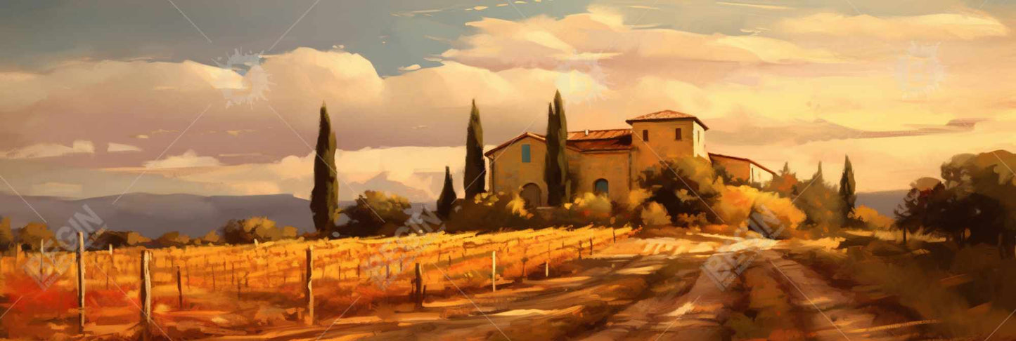 Toile « Arbres jaunes en soirée calme » – Décoration murale