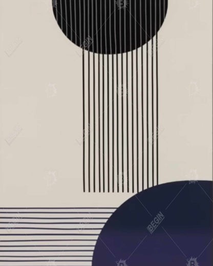 Toile encadrée Circle Lines – Motifs bleus pour la décoration de la chambre