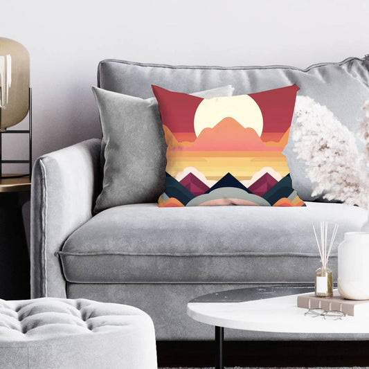 Symmetrical Mountain Blue Pillow | Patterns Shapes Home Decor