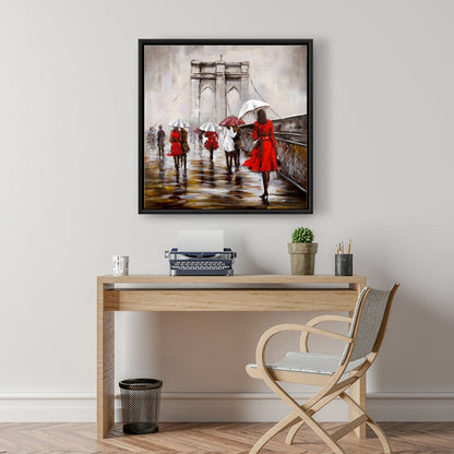 Toile « Promenade sur le pont de Brooklyn » | Décoration d'intérieur encadrée