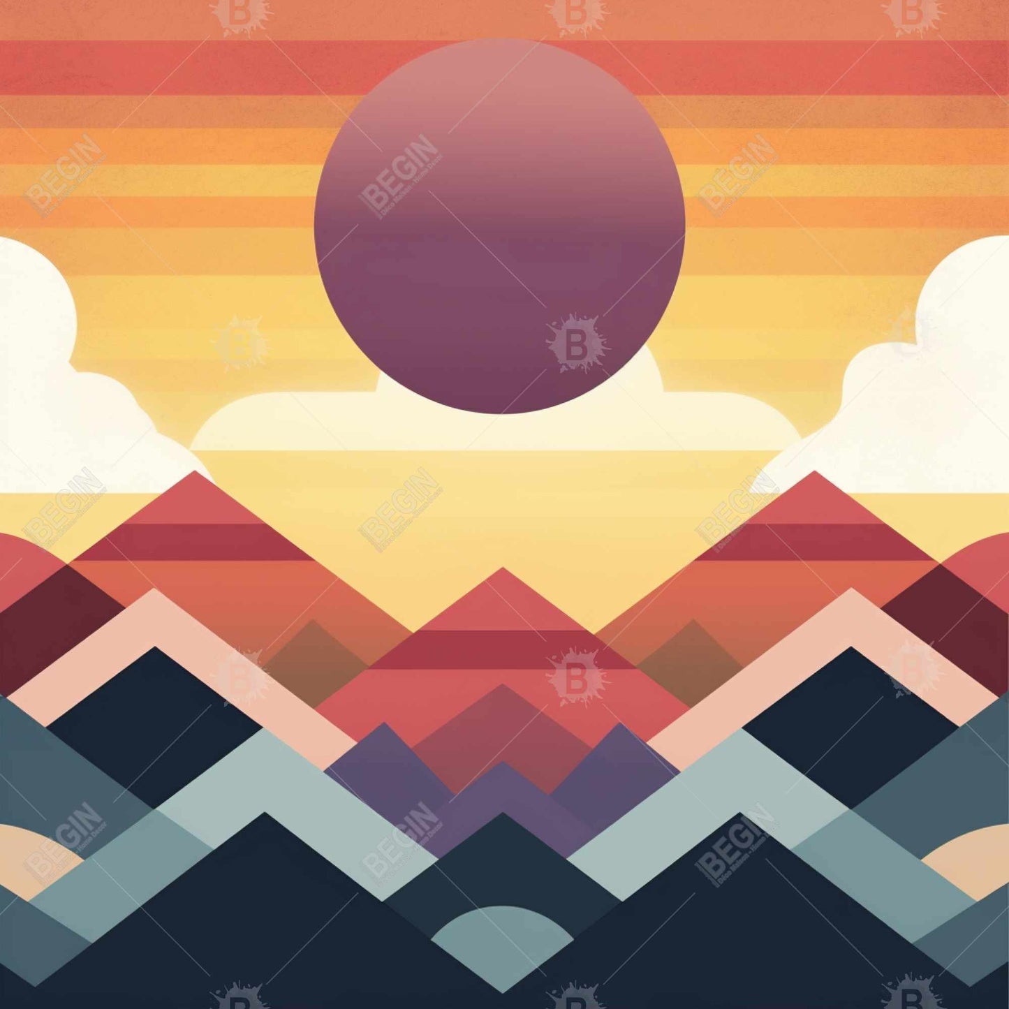 Toile minimaliste « La Montagne de la Paix » | Décoration d'intérieur encadrée