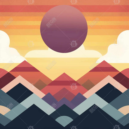 Toile minimaliste « La Montagne de la Paix » | Décoration d'intérieur encadrée