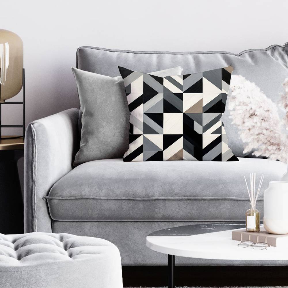 Minimalist Grid Bedroom Pillow | Modern Home Decor Accent