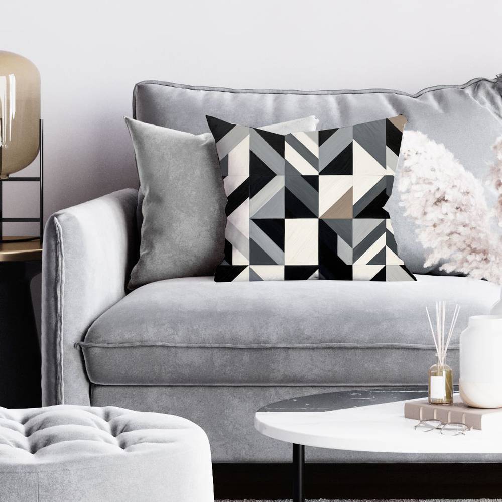 Minimalist Grid Bedroom Pillow | Modern Home Decor Accent