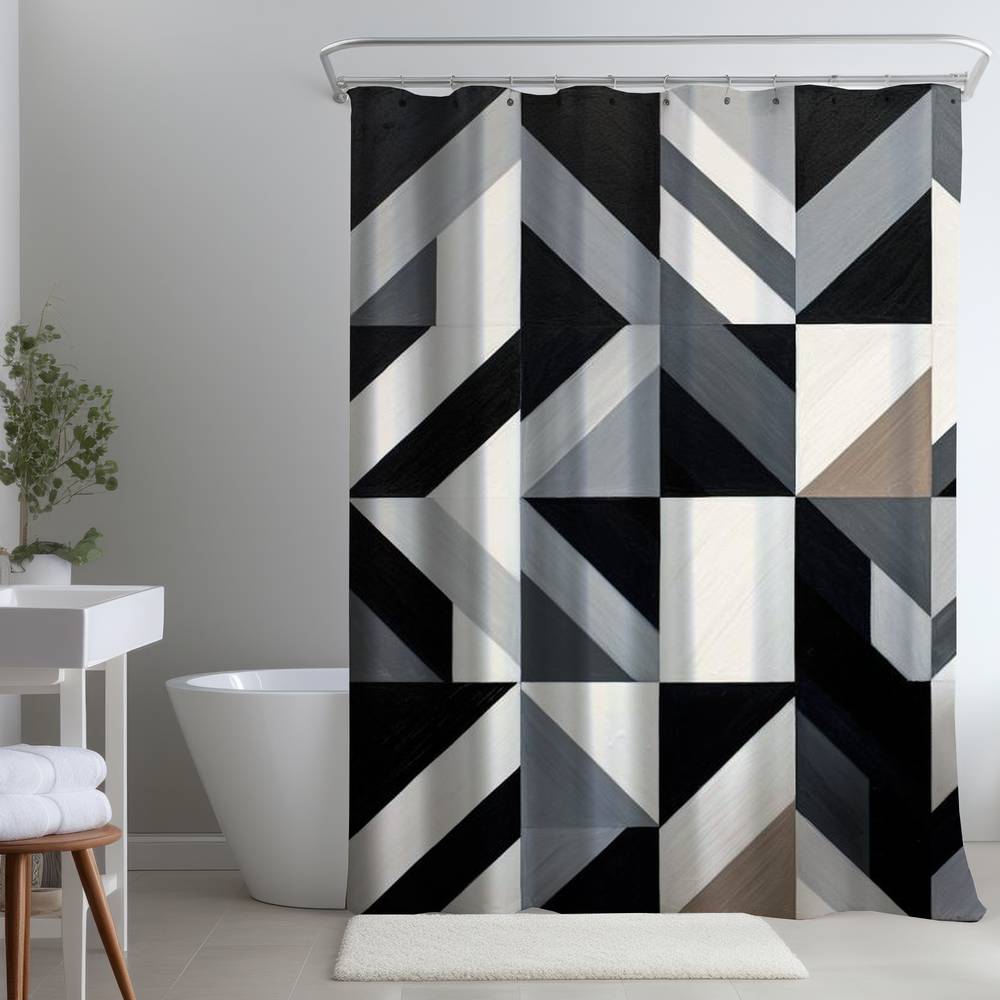 Grid Shower Curtain - Brown Patterns Shapes | Home Decor