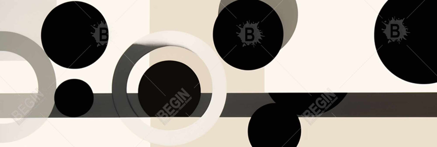 Toile encadrée blanche minimaliste aux formes groupées | Décoration d'intérieur